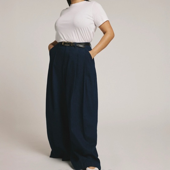 Universal Standard Pants - Universal Standard Navy Wide-Leg High-Waist Trousers